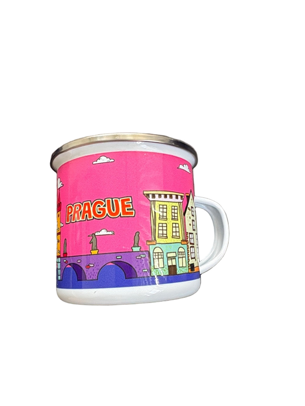 Prague Pink Enamel Travel Mug - Coffee Cup